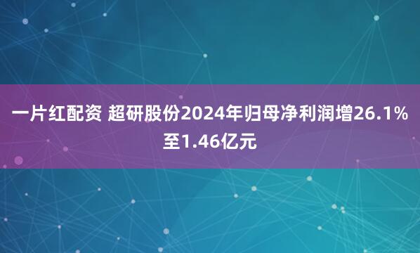 一片红配资 超研股份2024年归母净利润增26.1%至1.46亿元